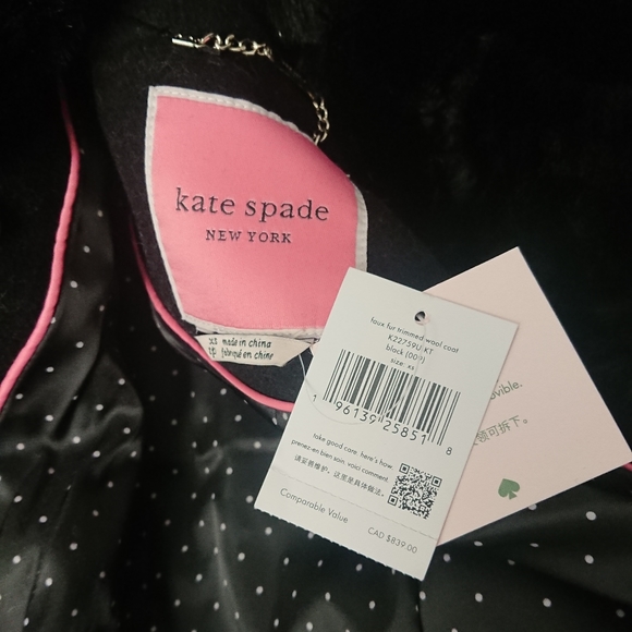 Kate Spade faux fur trimmed wool coat xs - Picture 1 of 4